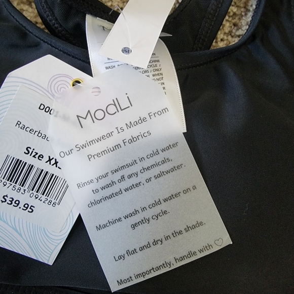 BOGO NWT ModLi Racerback Swim Bra With Padding In Black Size XXS - Picture 7 of 8